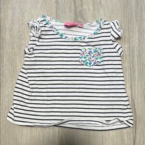 Girls' Striped Top with Floral Pocket